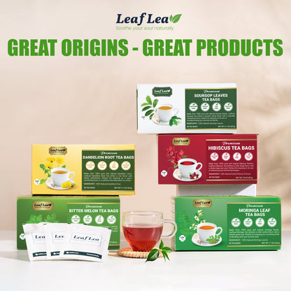LeafLea 40 Moringa Tea Bags - Supports Digestion & Immune Health Caffeine-Free