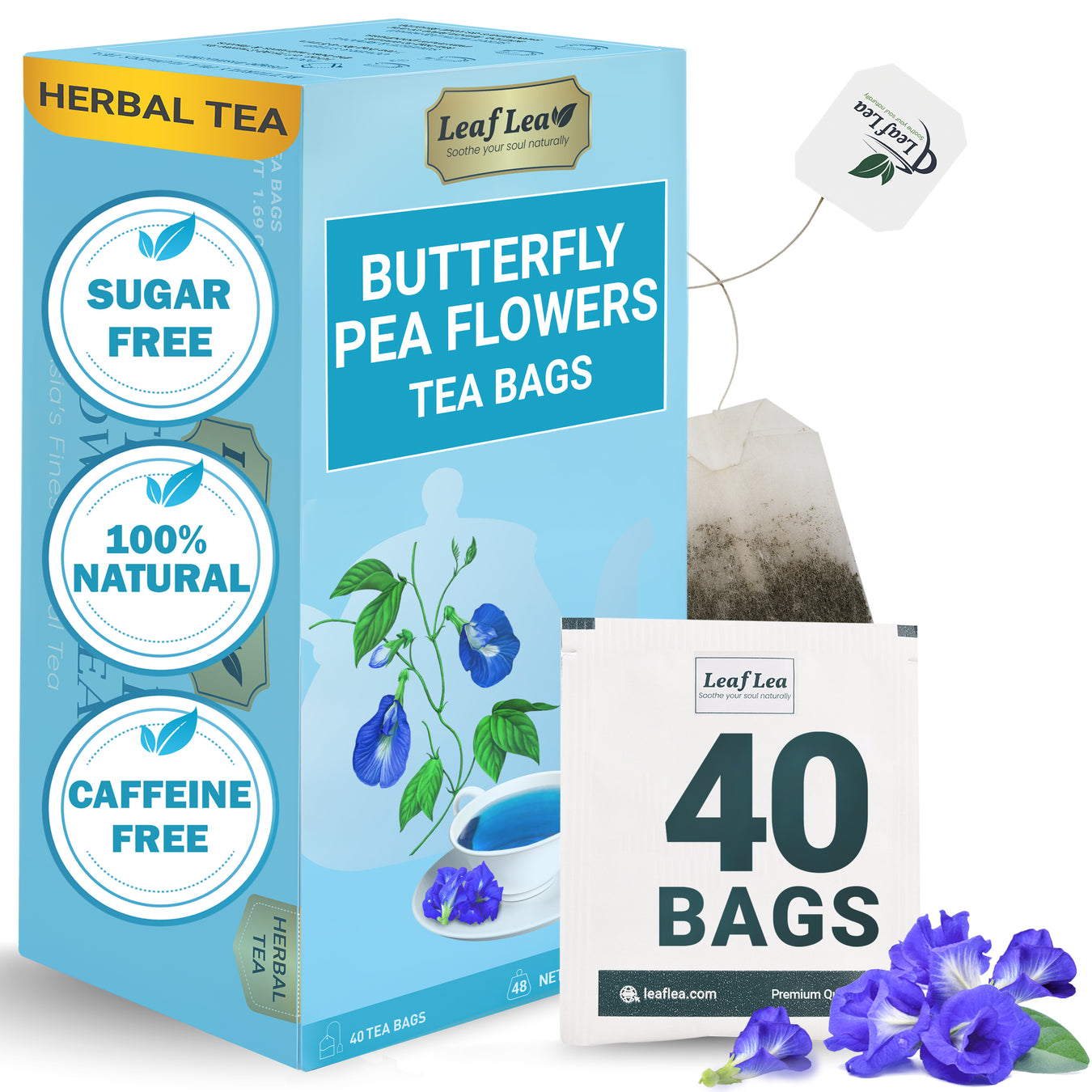 LeafLea Butterfly Pea Flower Tea | Vibrant Blue Tea for Wellness & Creativity