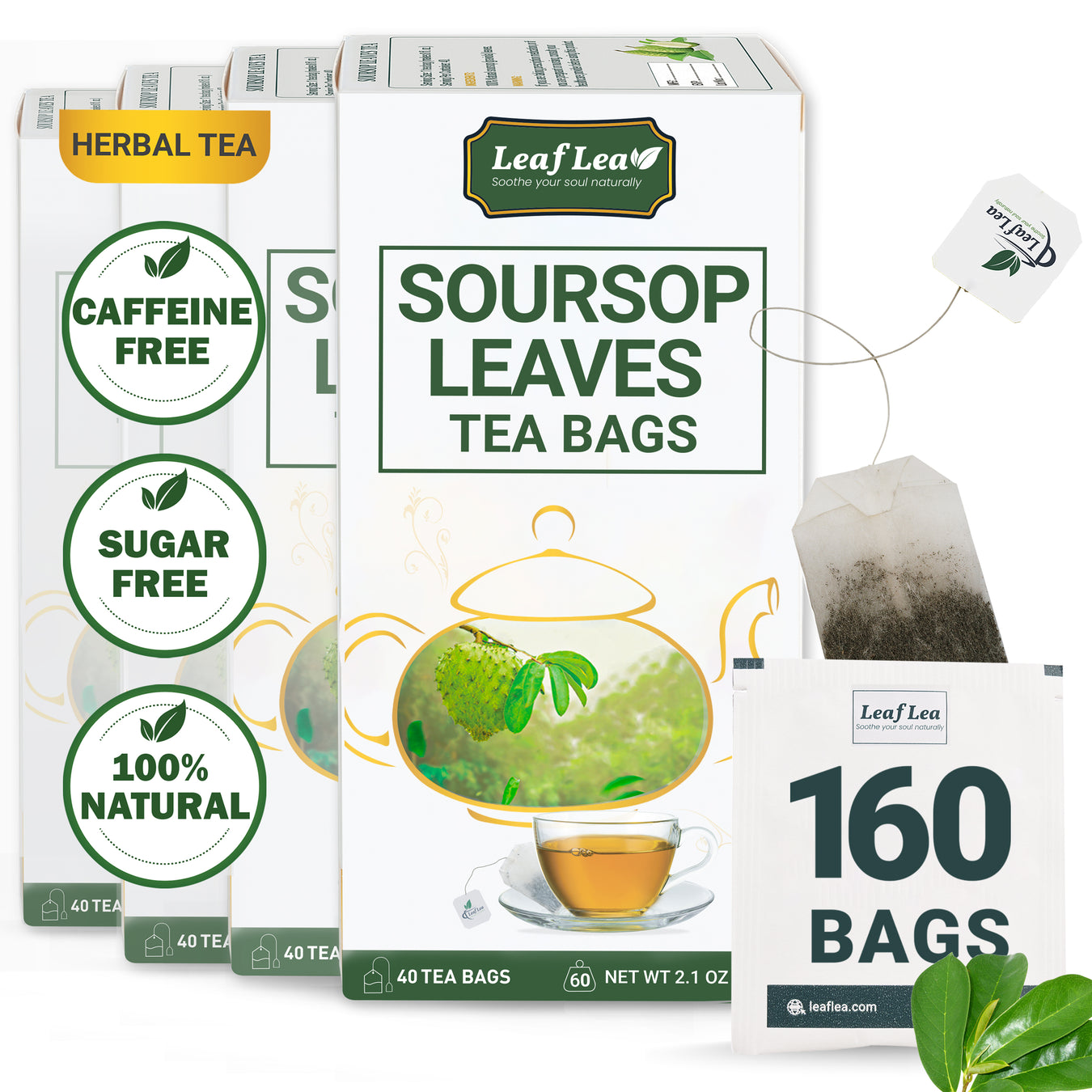 LeafLea Soursop Leaves Tea Bags | Natural Immune Support & Digestive Health